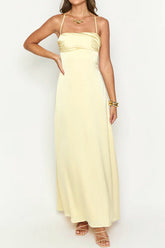 Blaise Yellow Satin Maxi Dress